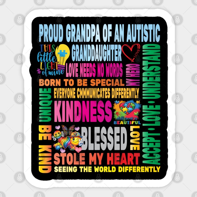 Autism Proud Dad Grandfather Granddaughter Love Autistic Kids Autism Awareness Family Sticker by Envision Styles